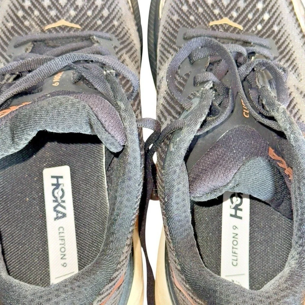 Hoka Clifton 9 Women 9 Running Shoes Black Rose Gold 1127896 BRGL Sneaker